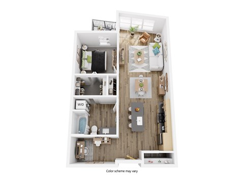 Floor plan for 1 bed, 1 bath, 817 sqft